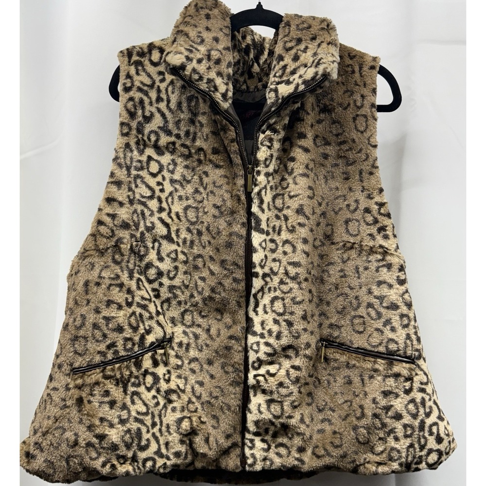 Y2K YOKI Plus Size‎ 3XL (runs Like 2XL) Faux Fur Cheetah Print Full Zip Vest